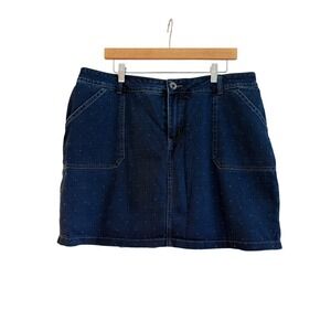 Lee Womens Regular Fit Mid Rise Denim Skort Dark Wash Polka Dot Size 16M